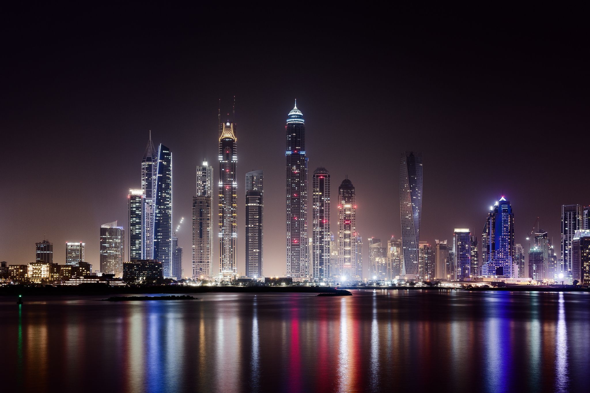 City, Dubai, city night wallpaper, hd, skyscraper, lights, desktop hd