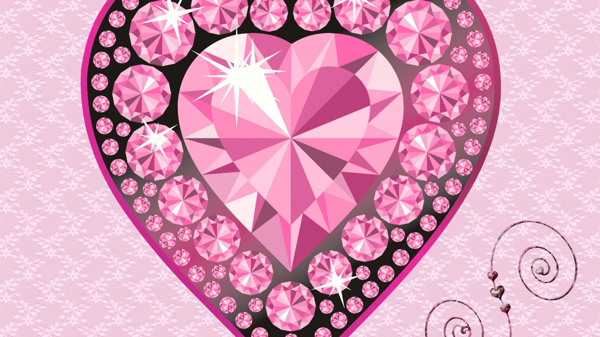 Download Wallpaper 2048x1152 Heart, Diamond, Glitter, Light HD HD