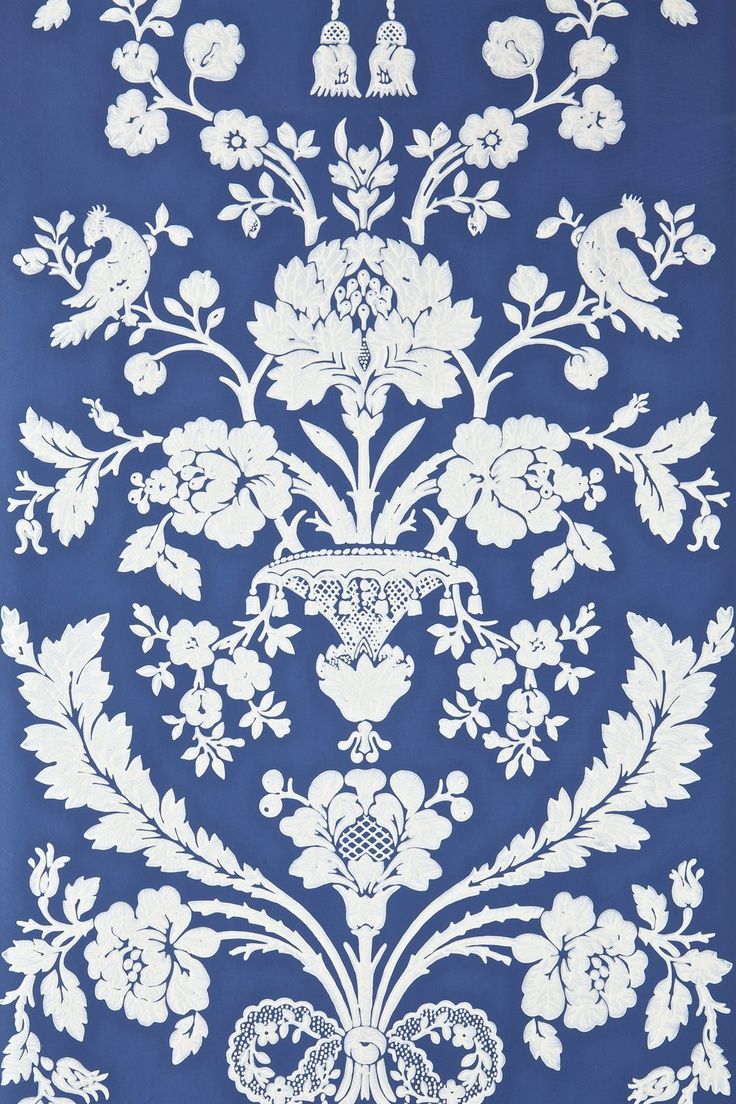 The St Antoine papers' 18th century blue and white French damask ...