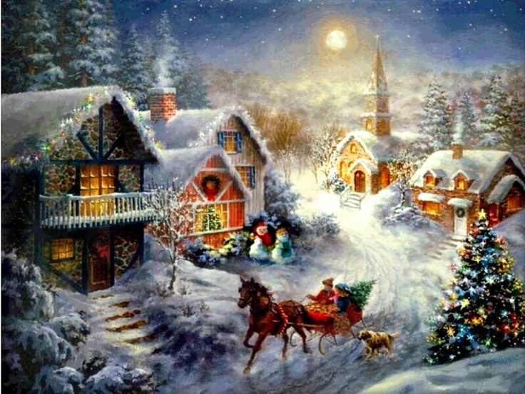 Beautiful Christmas Village Wallpaper Scenery | Christmas Villages ...