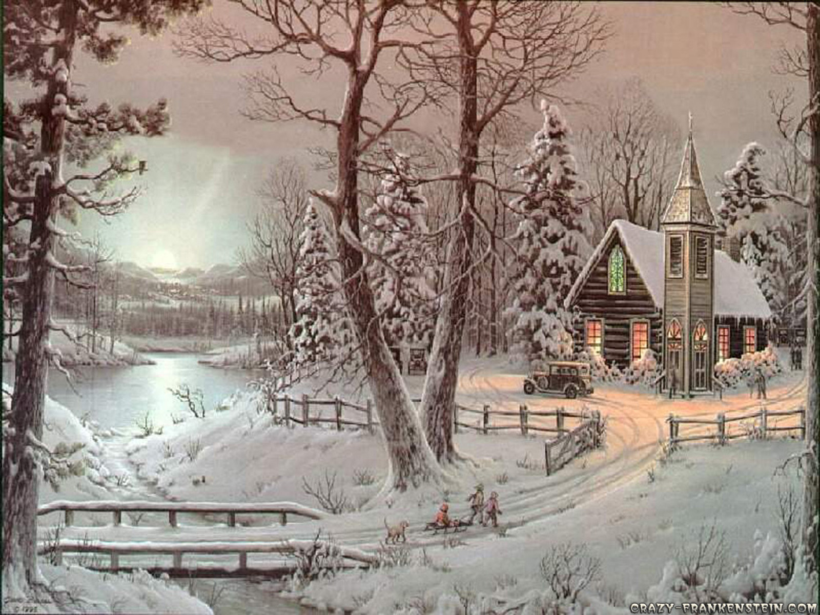 Top Old Fashioned Christmas Scenes Backgrounds