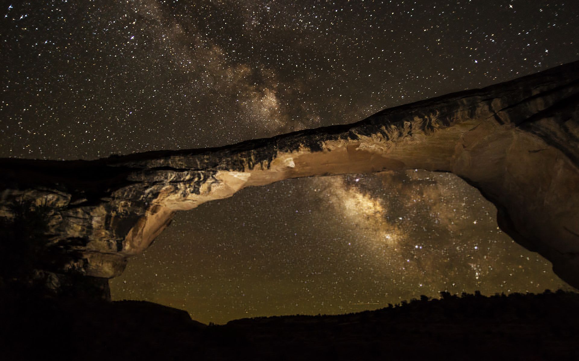 Milky Way Galaxy Stars Arch Night Rock Stone sky space wallpaper ...