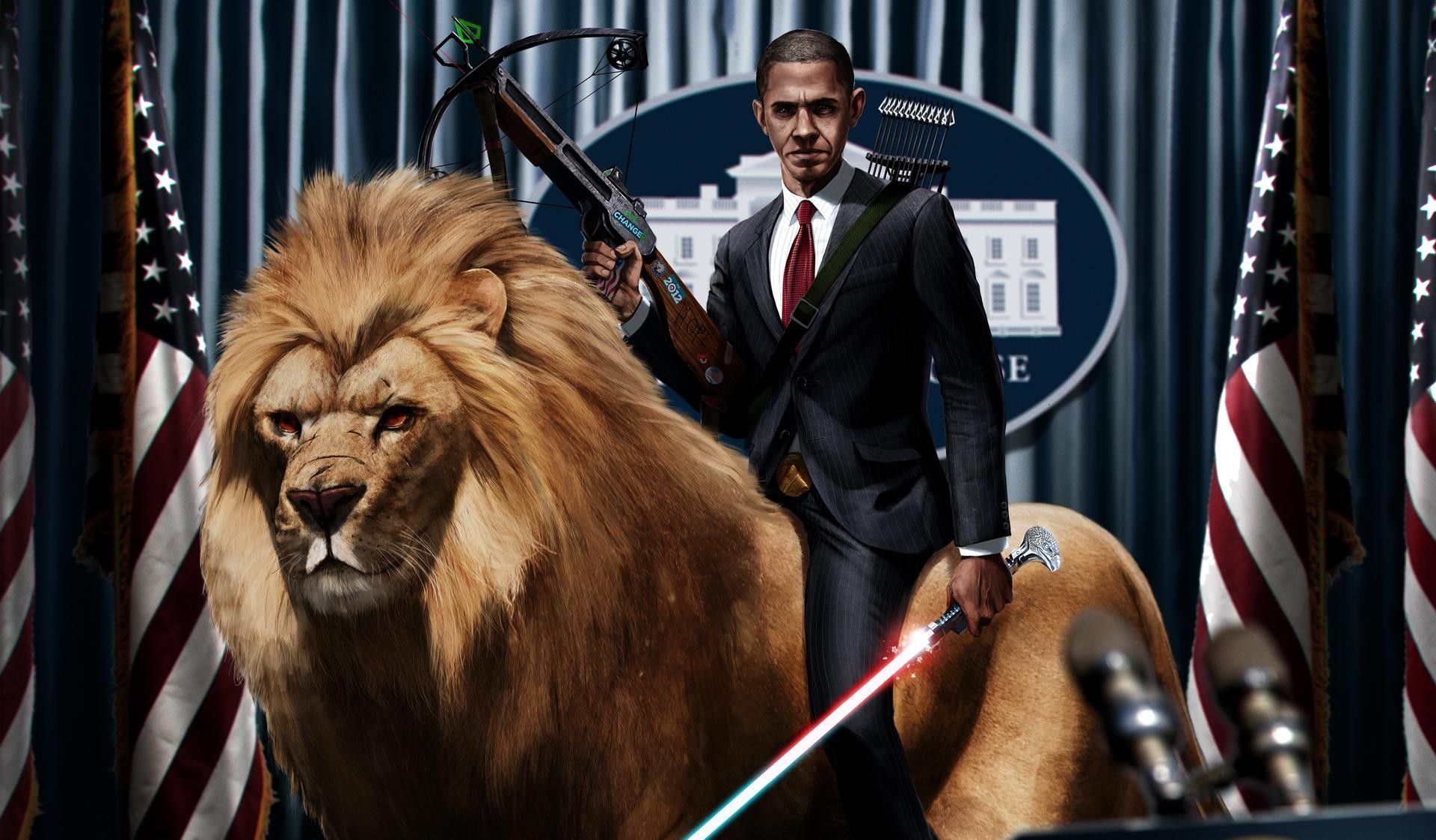 Barack Obama saddled lion wallpapers and images - wallpapers