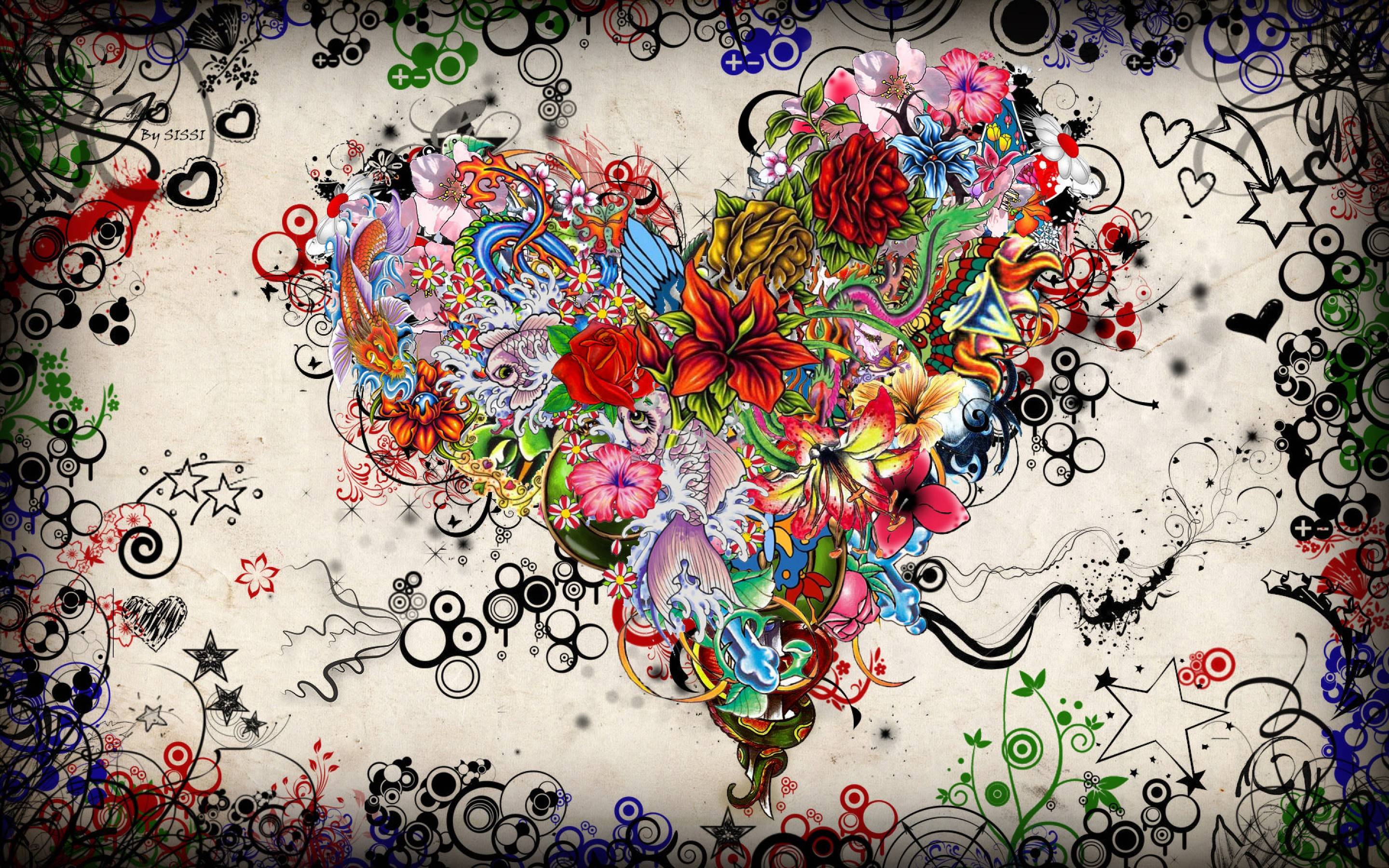 Heart Tattoo Art Wallpaper Abstract Free HD De #7828 Wallpaper ...