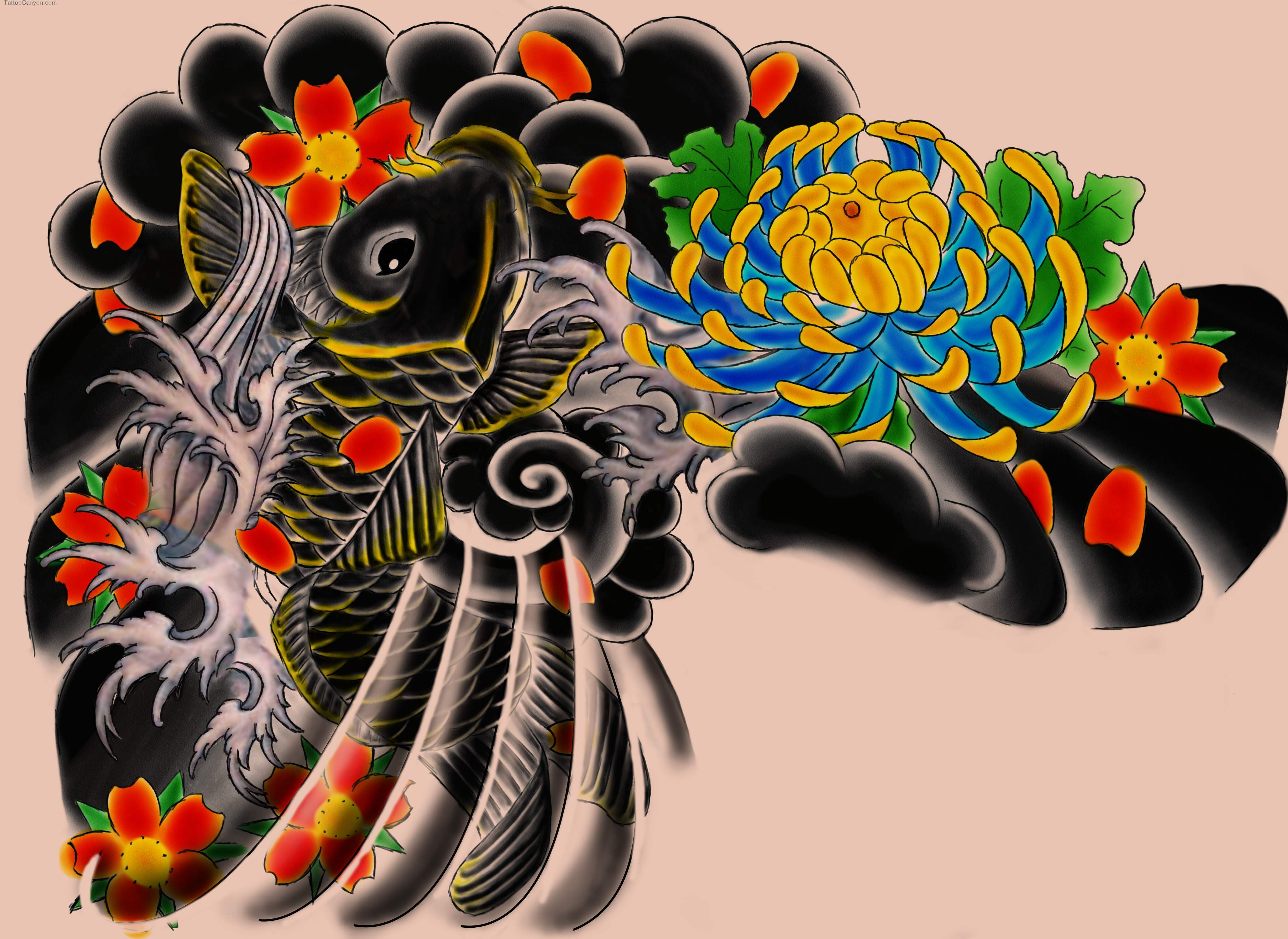 Download Japanese Tattoos Color Design Art Images Wallpaper HD