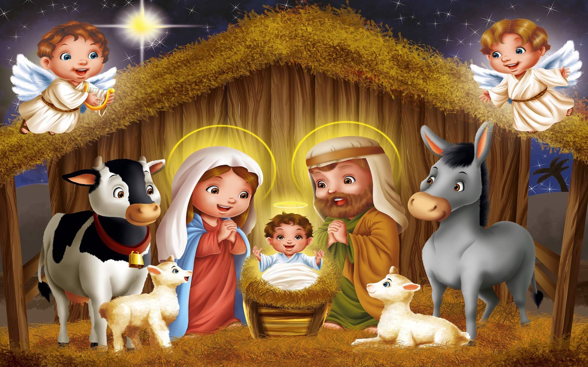 Free Christmas Nativity Scene computer desktop wallpaper