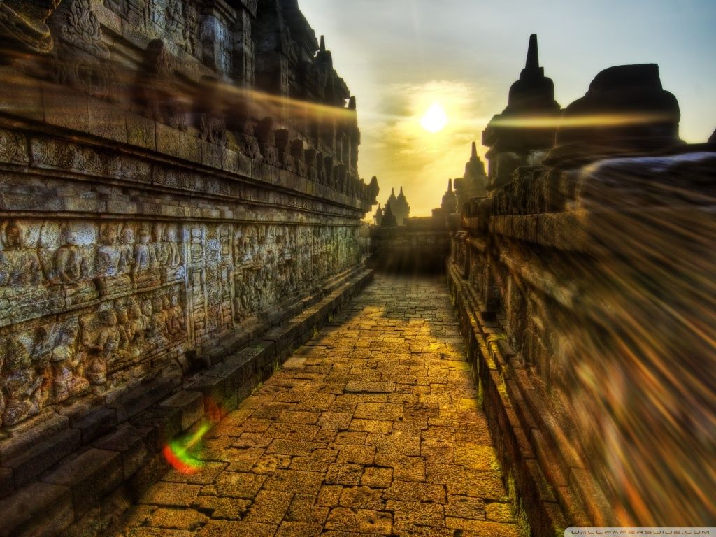 The Buddhist Temple Of Borobudur, Indonesia HD desktop wallpaper