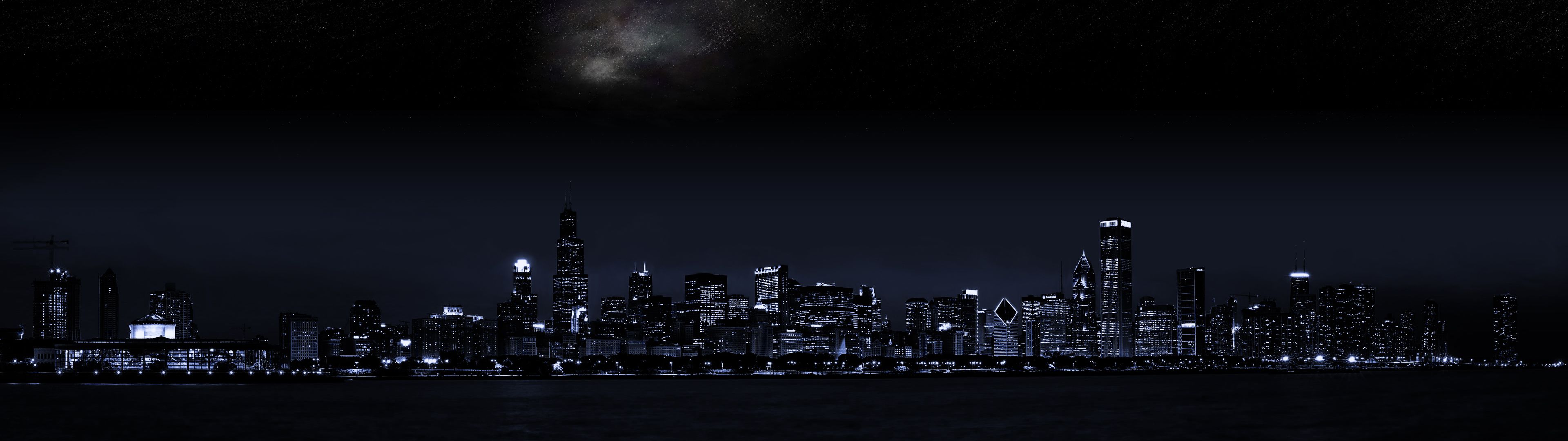 Cityscape At Night Dual Screen Wallpaper | 3840x1080 | ID:45891