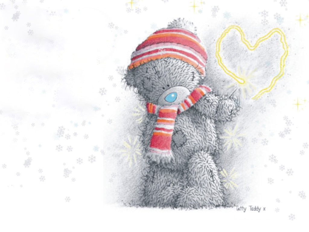 Wallpapers Tatty Teddy Abstract Cap Heart Love Painting Red Snow ...