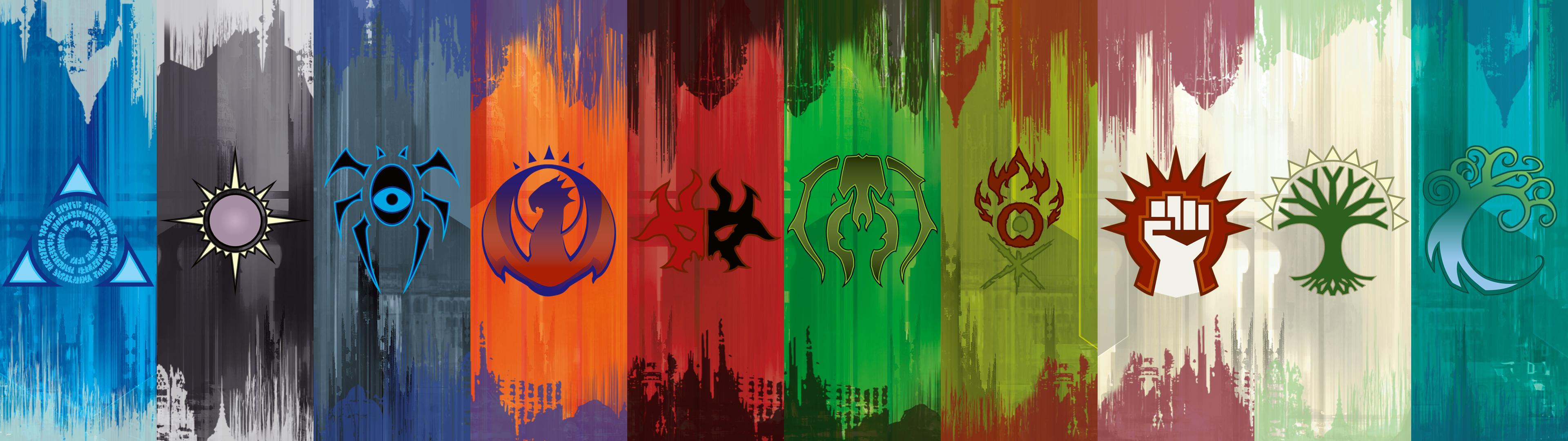 Was bored, made this double screen Ravnica Guilds wallpaper : magicTCG