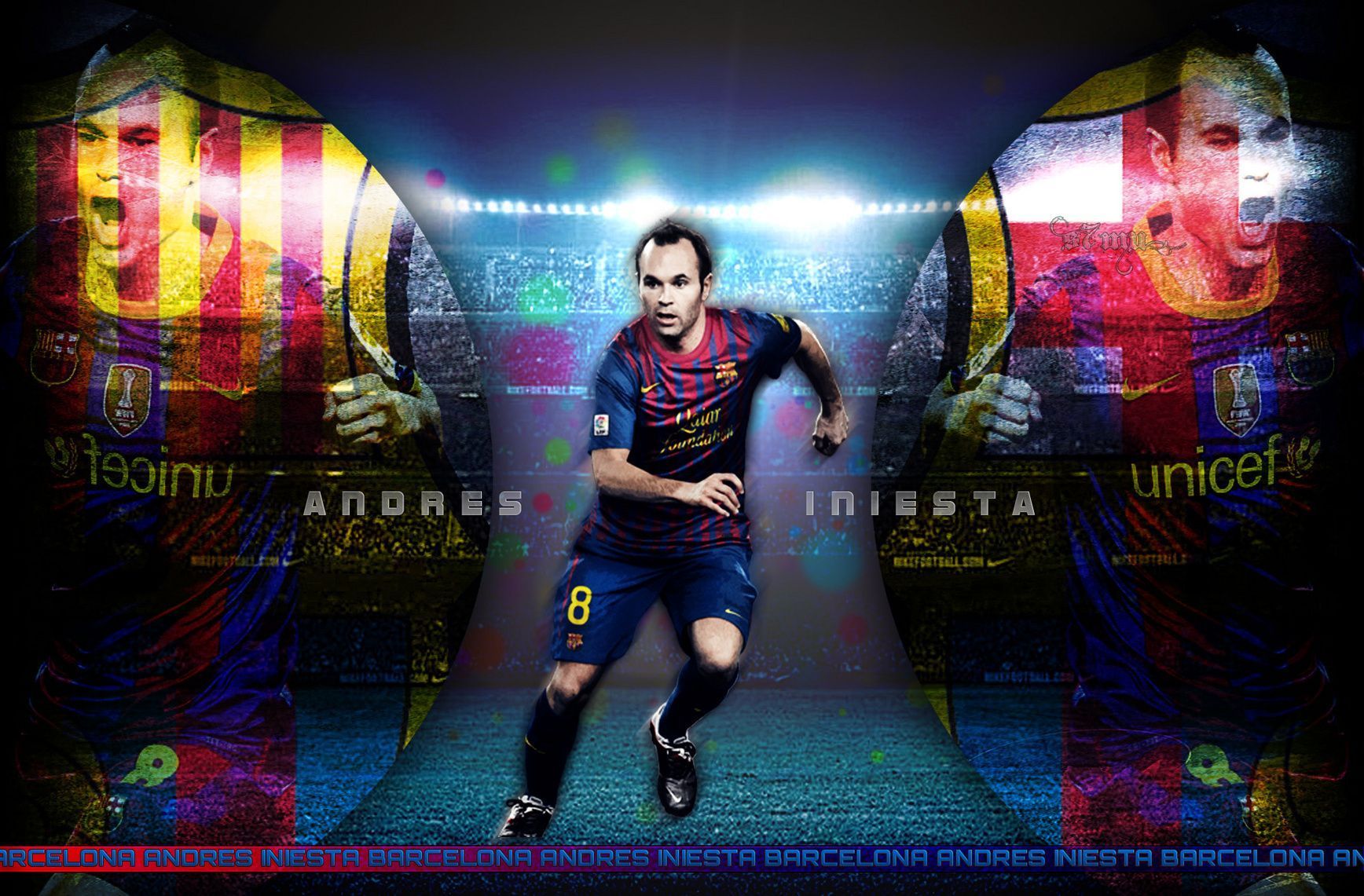 The midfielder of Barcelona Andres Iniesta wallpapers and images