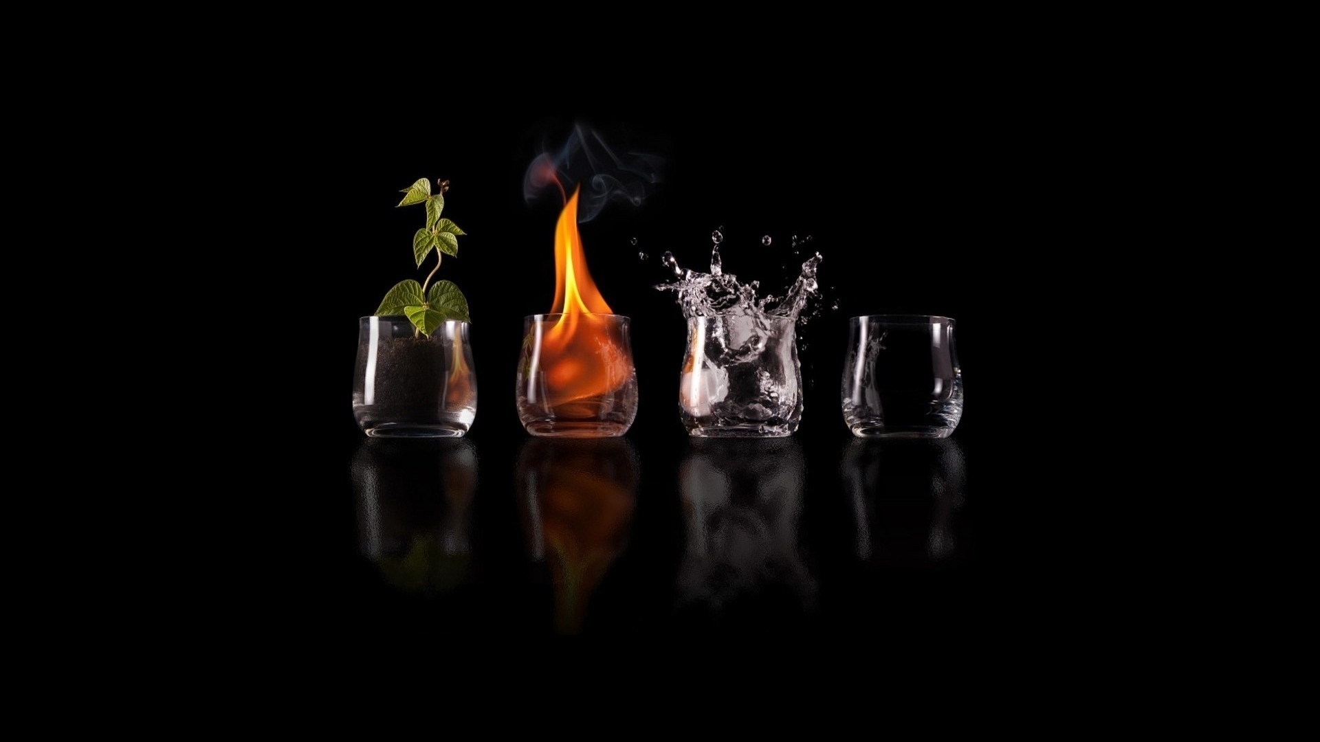The Elements Earth Fire Water Air Drinks Glasses Free Wallpaper HD