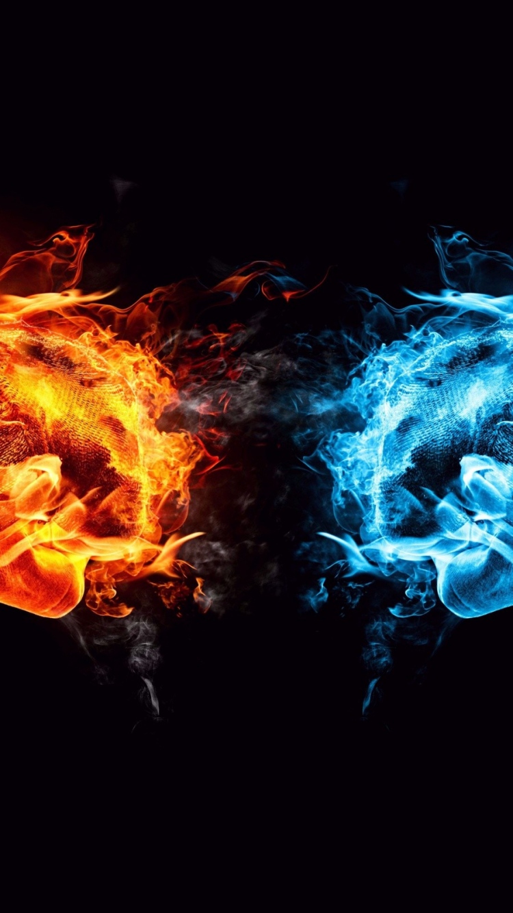 Download Wallpaper 750x1334 Hands, Fists, Fire, Water iPhone 6 HD ...