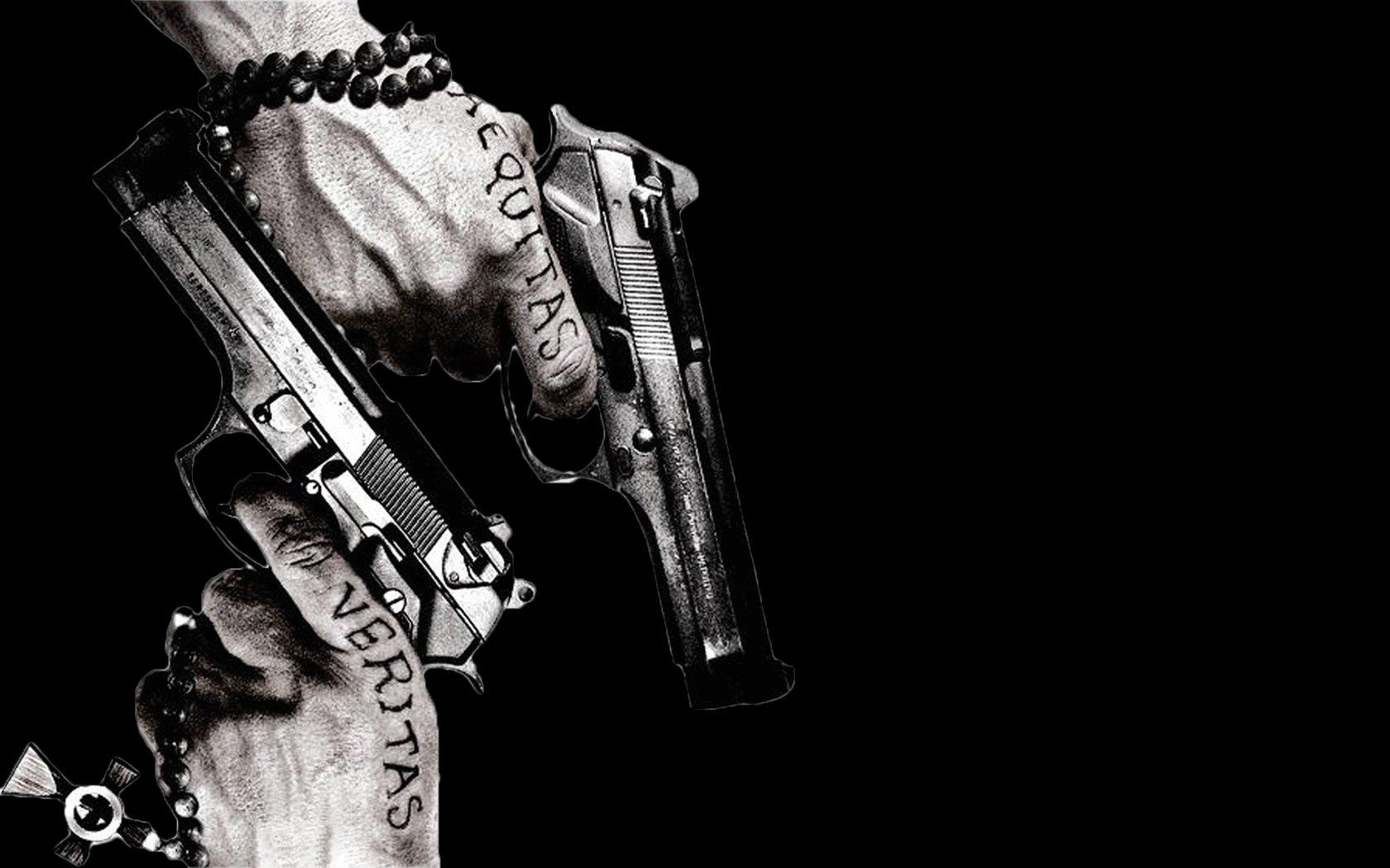 TATTOO - hands pistols black boondock saints wallpaper 1680x1050