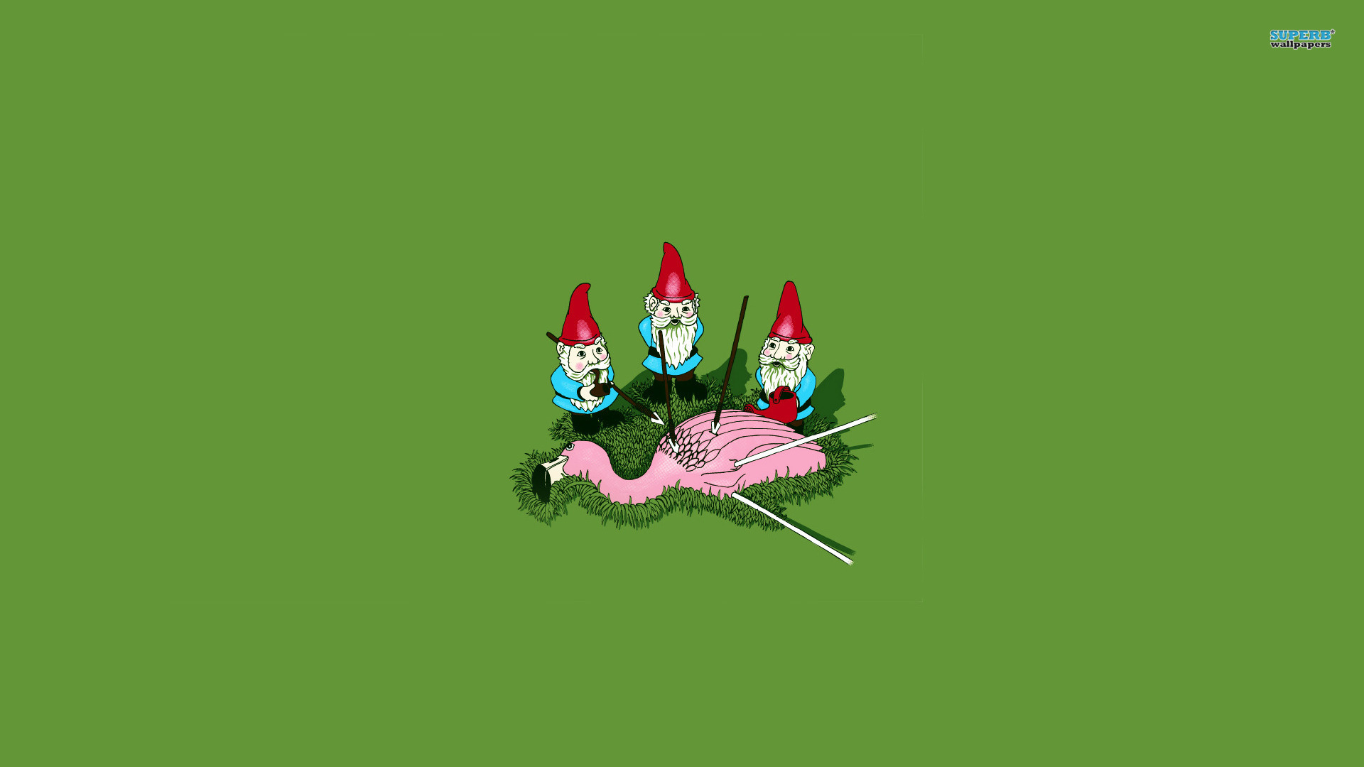 Garden Gnomes vs Flamingo wallpaper - Funny wallpapers - #14959