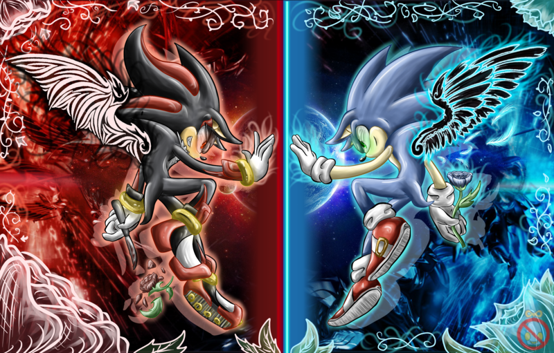 DeviantArt: More Like Angel Sonic and Demon Shadow Wallpaper by ...