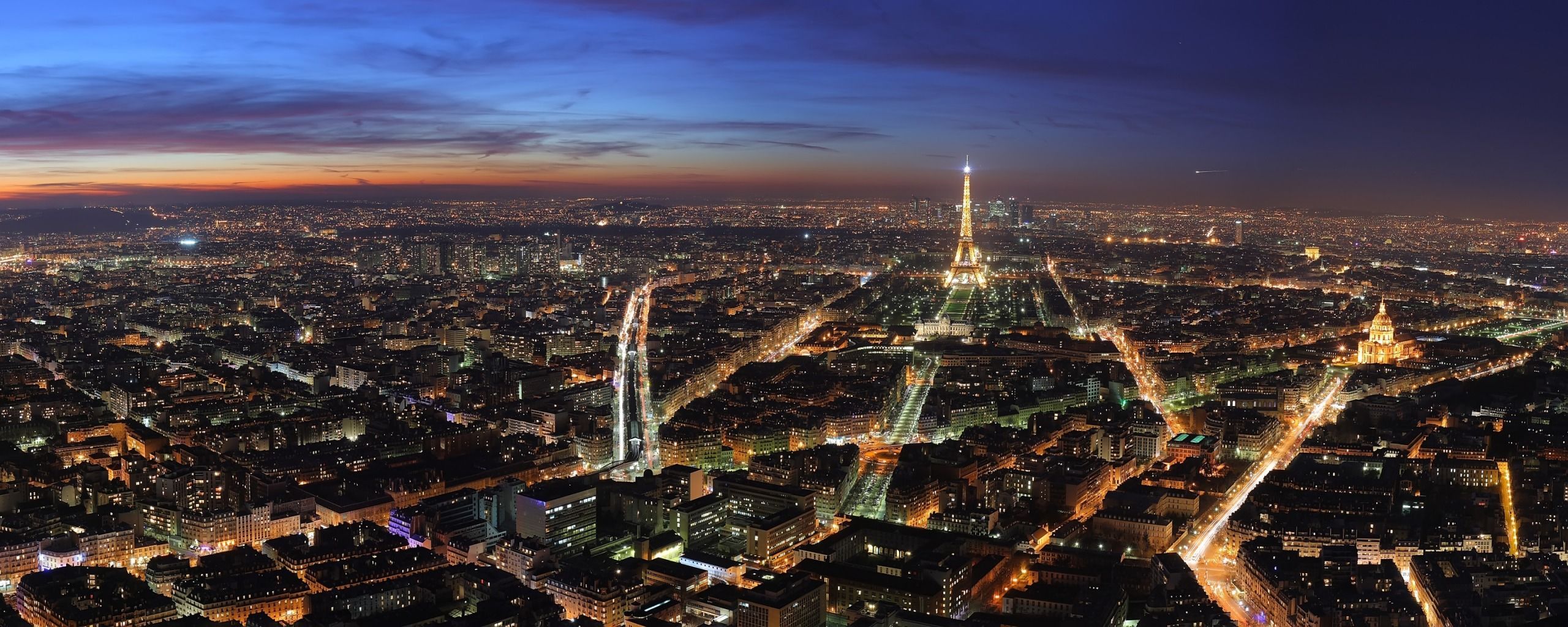 Paris at Night Dual Monitor Wallpapers HD Backgrounds