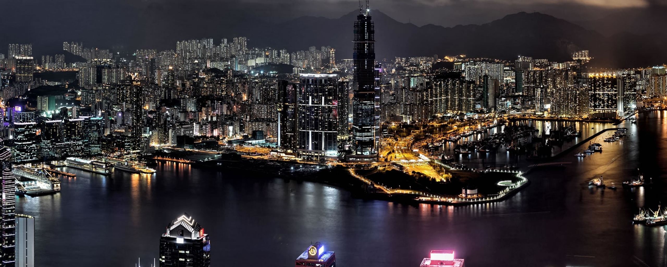 Download Wallpaper 2560x1024 Hong kong, High-rise, Buildings ...