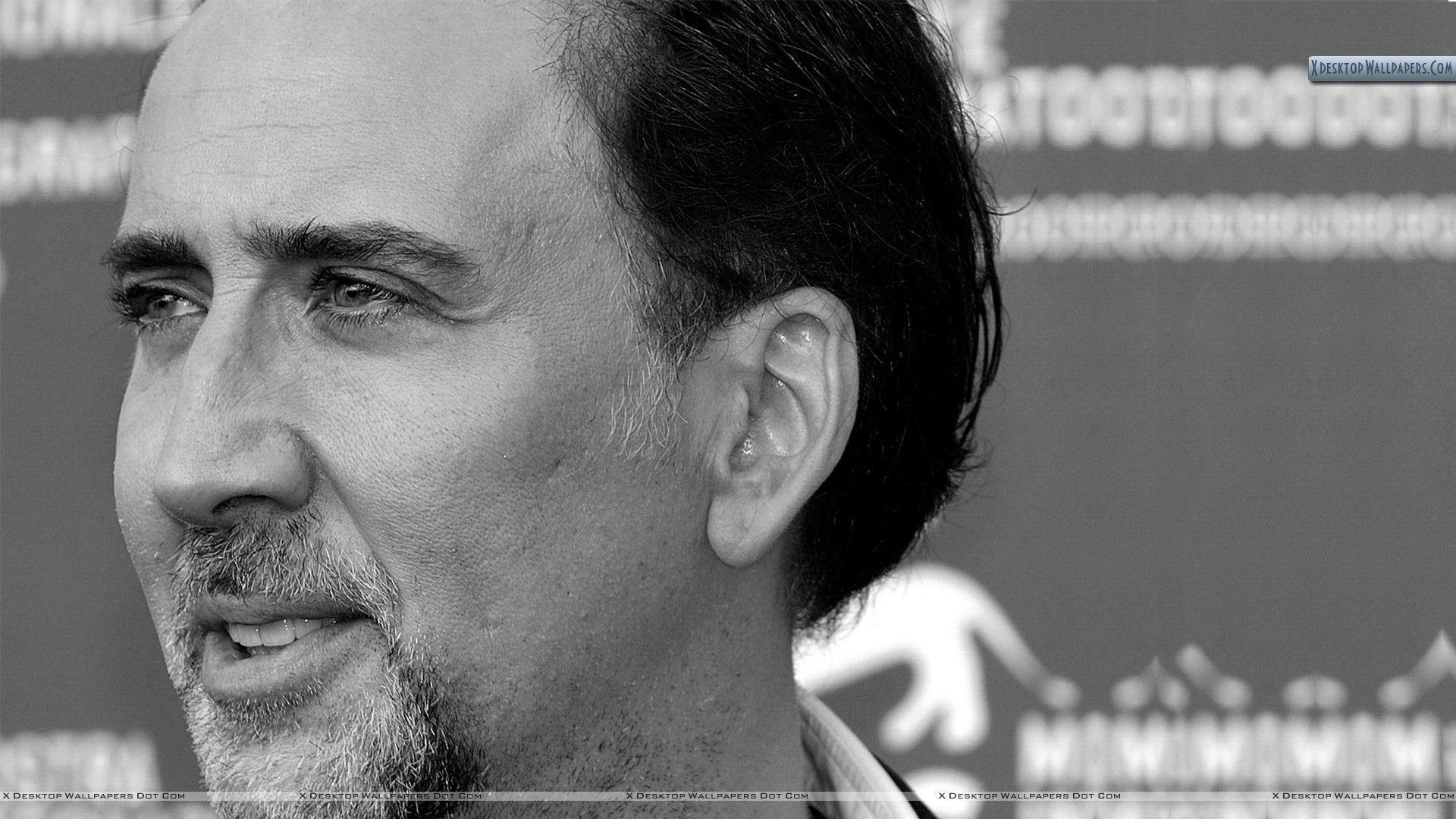 Nicolas Cage Face Side View Black N White Wallpaper