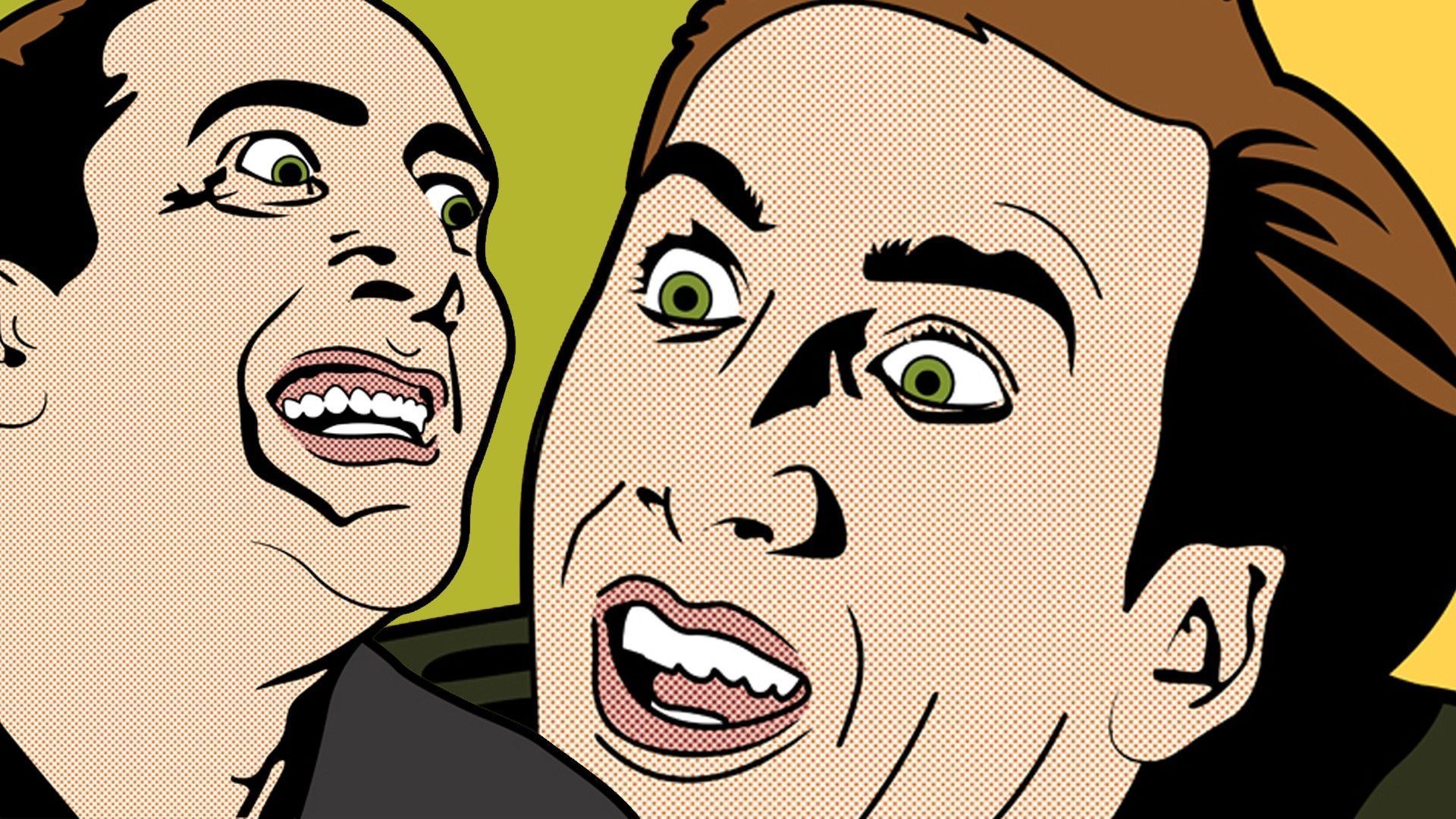 green, yellow, meme, Nicolas Cage, popart :: Wallpapers