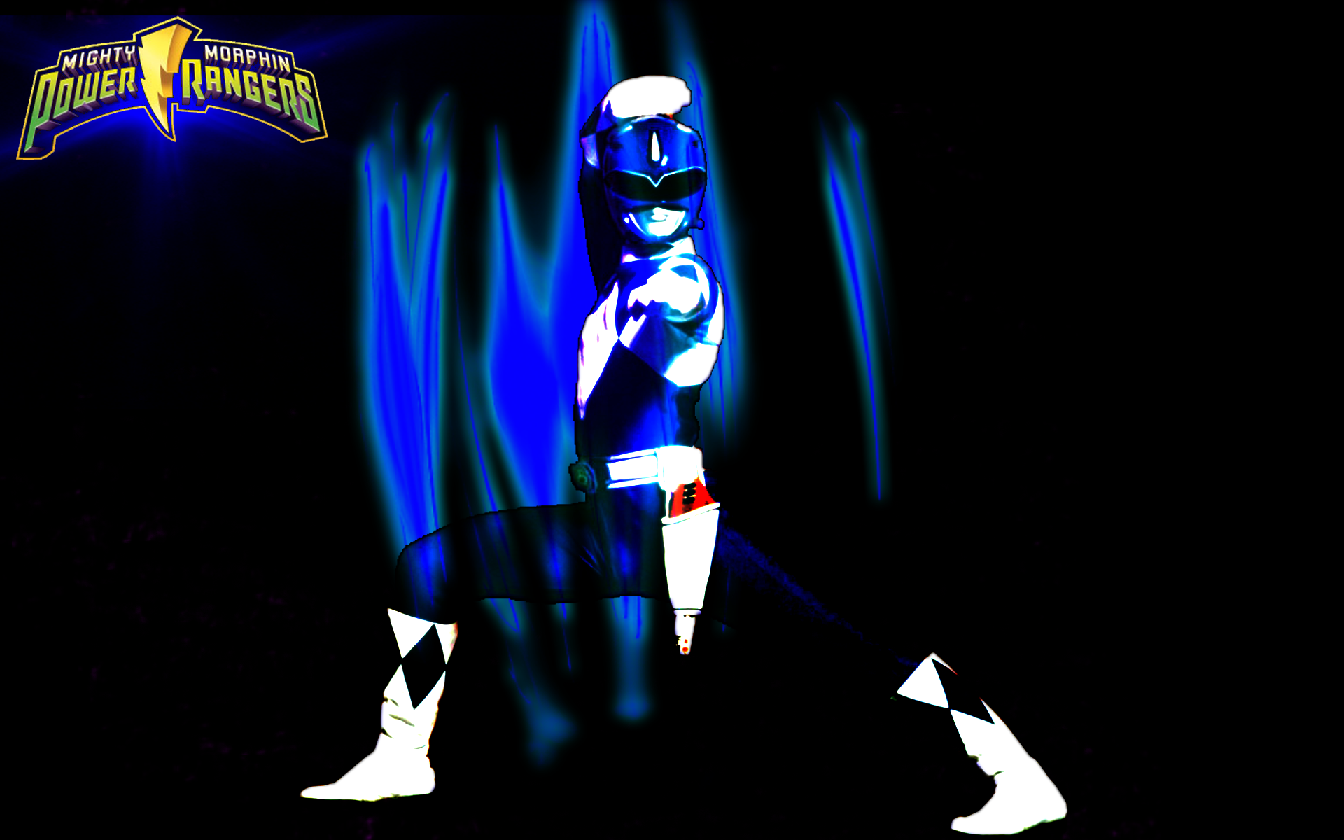 Jestingstock.com Blue Mighty Morphin Power Ranger Wallpaper