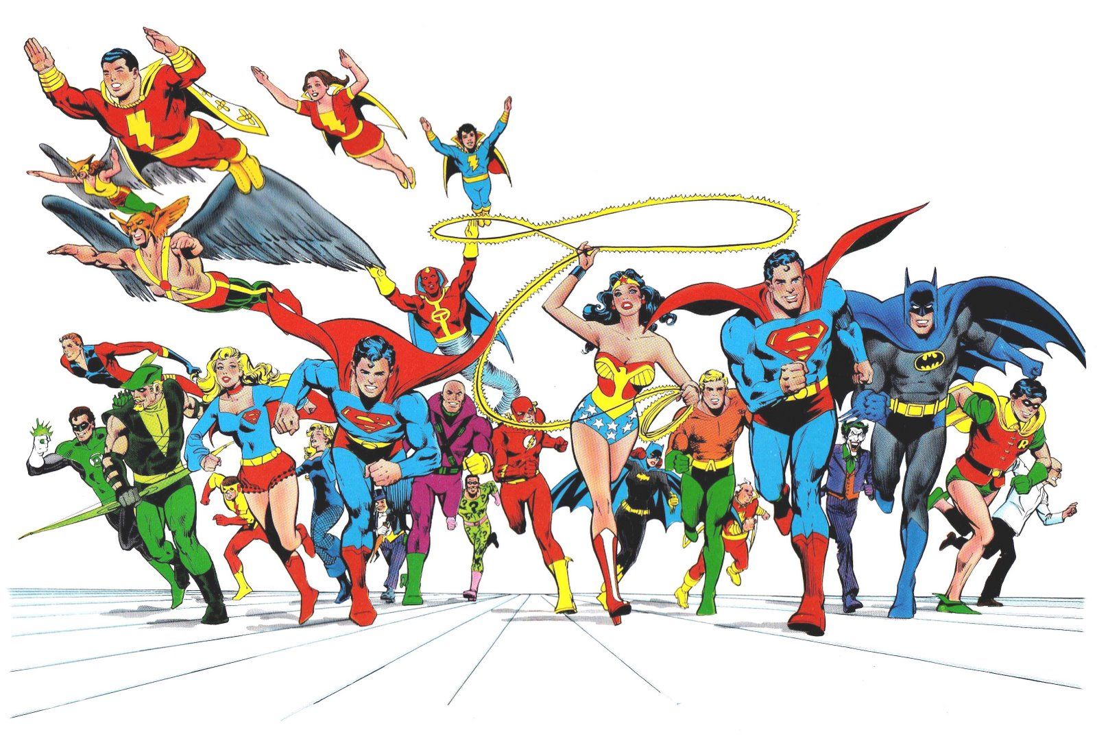 Justice League White Wonder Woman DC Superman Batman Robin Flash