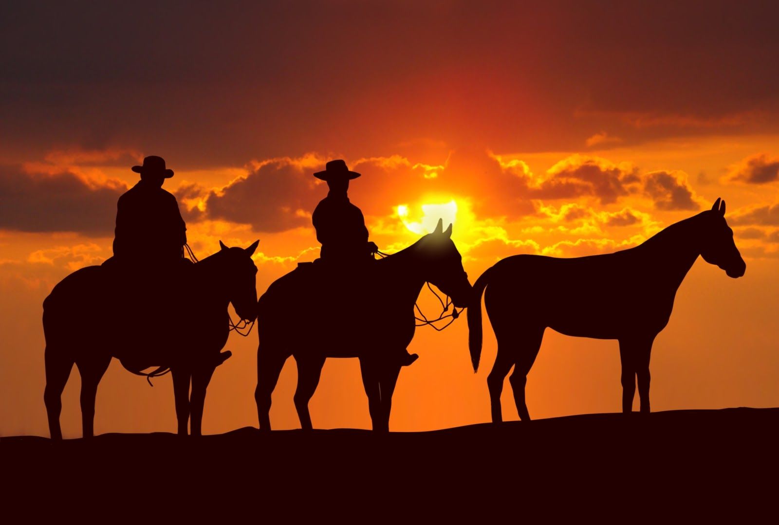 Western Cowboys And Horses - wallpaper