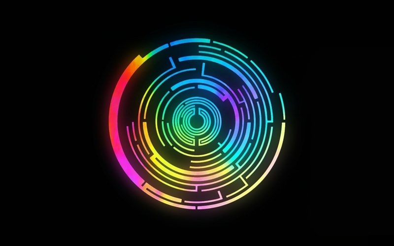 Music colorful groups circles labyrinth rainbows pendulum black