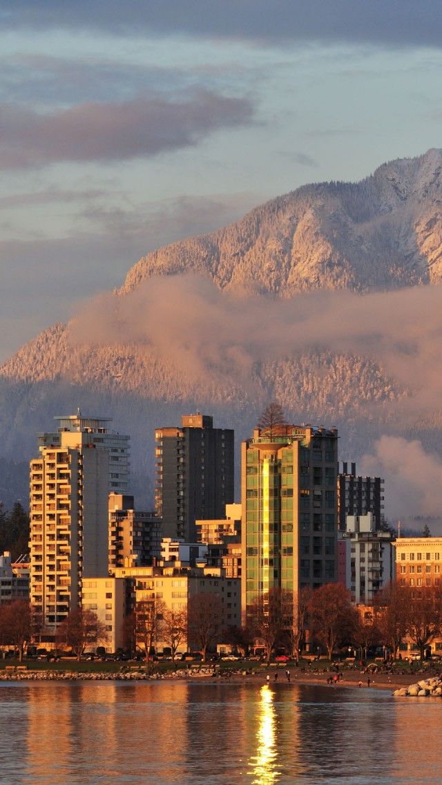 Golden Sunset Vancouver iPhone 5 wallpapers, backgrounds, 640 x