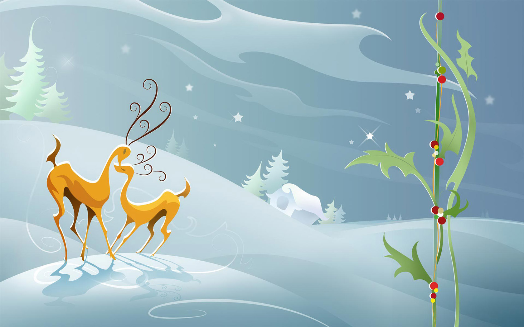 Free Holiday Christmas Deer computer desktop wallpaper