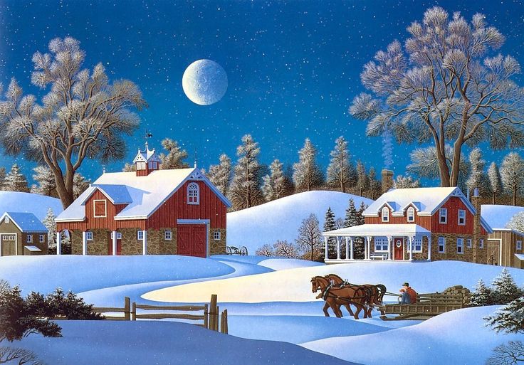 winter farm scenes wallpaper | Free Christmas and holiday desktop ...