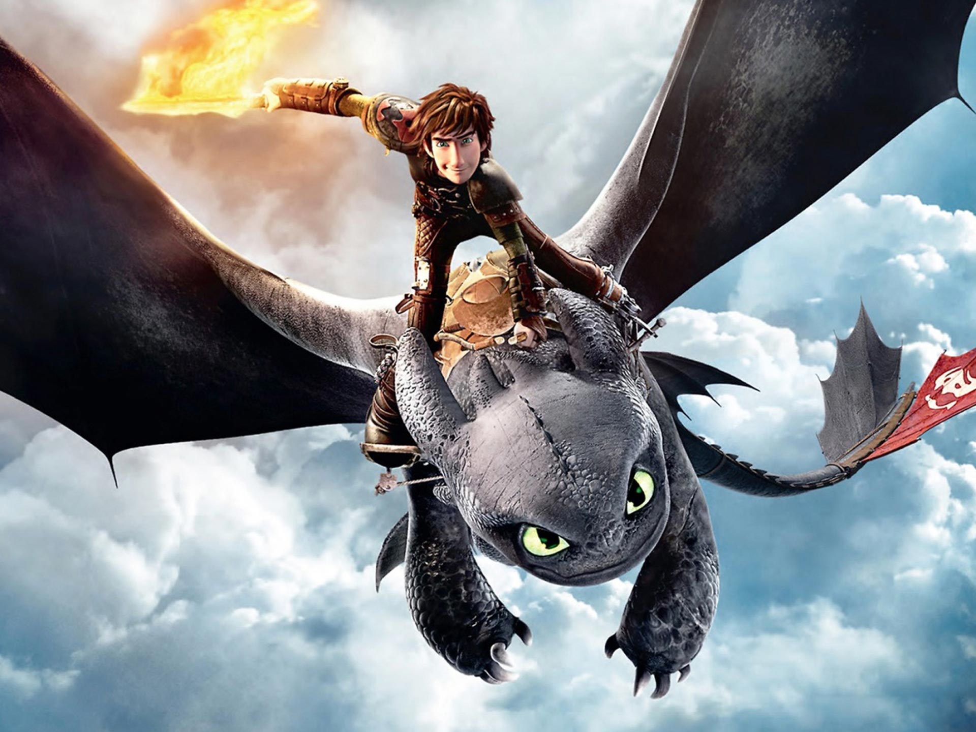 How to Train Your Dragon 2 - Hiccup riding Night Fury - 1920x1440