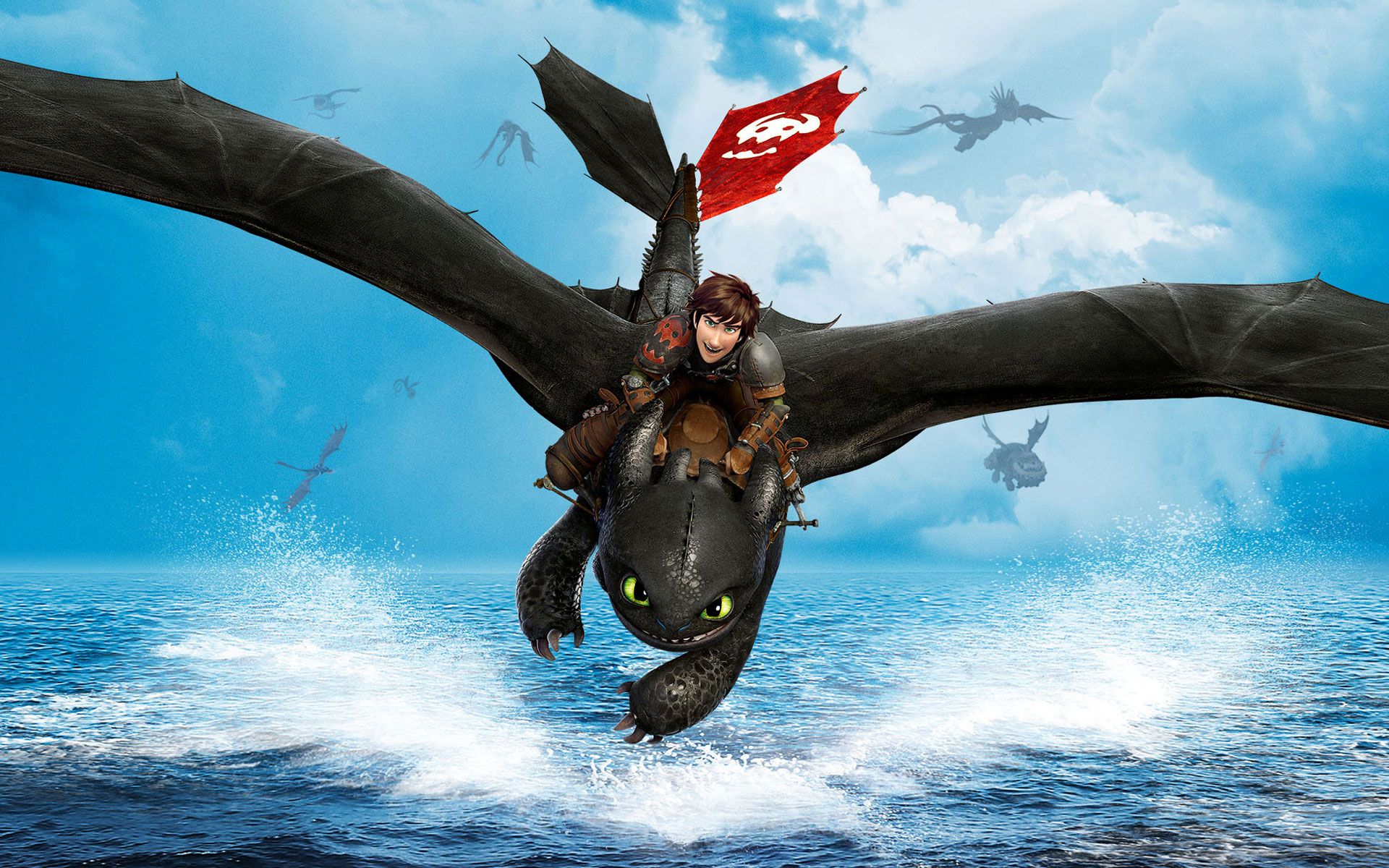 How to Train Your Dragon 2 - Hiccup riding Night Fury over the sea ...