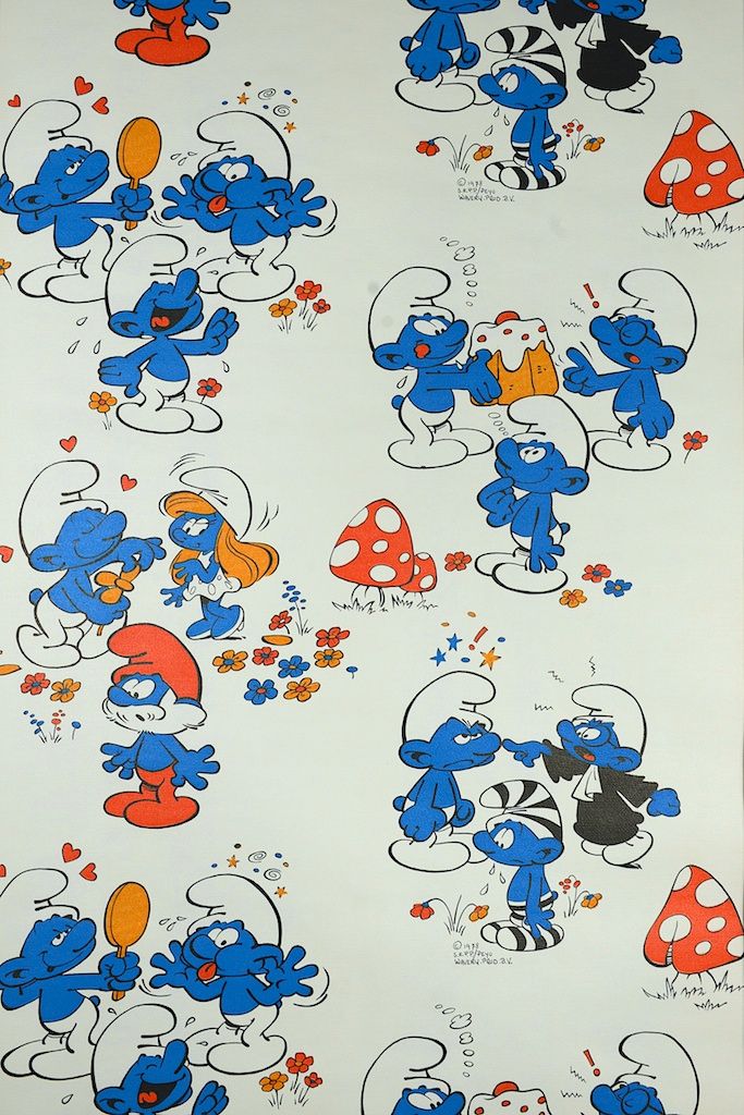 Smurfs Wallpaper - Hard To Find Original Wallpaper 1978