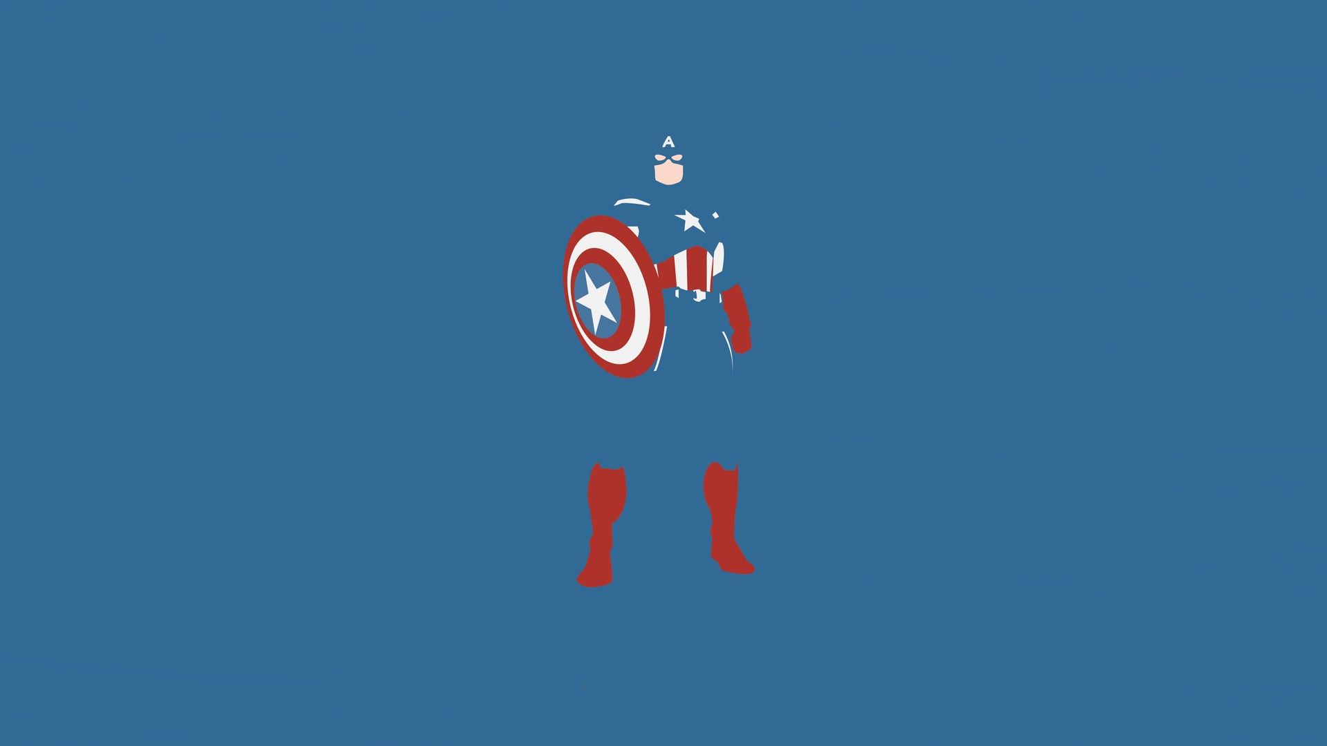 Minimalistic comics Captain America blue background wallpaper ...