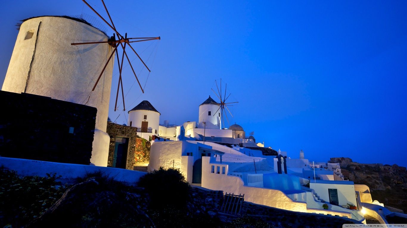Greece Windmills HD desktop wallpaper : High Definition ...