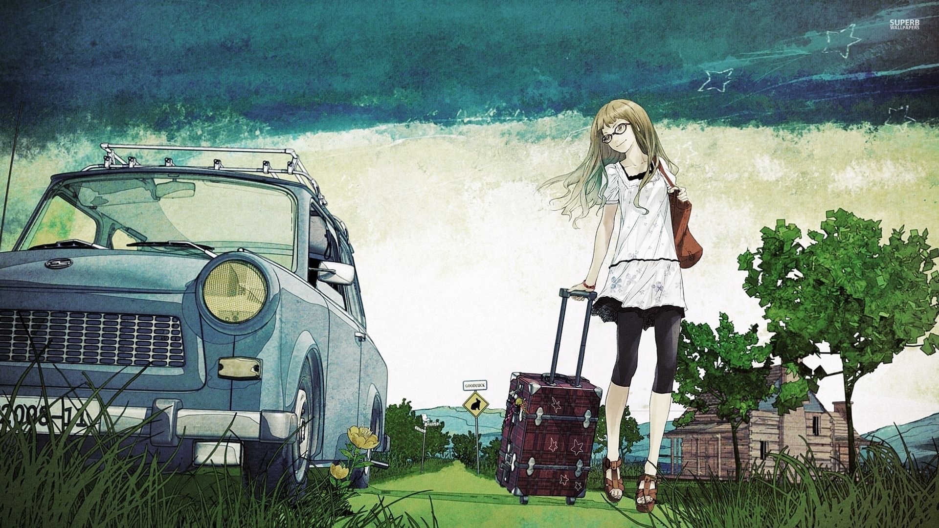 Girl going on a trip wallpaper - Anime wallpapers -