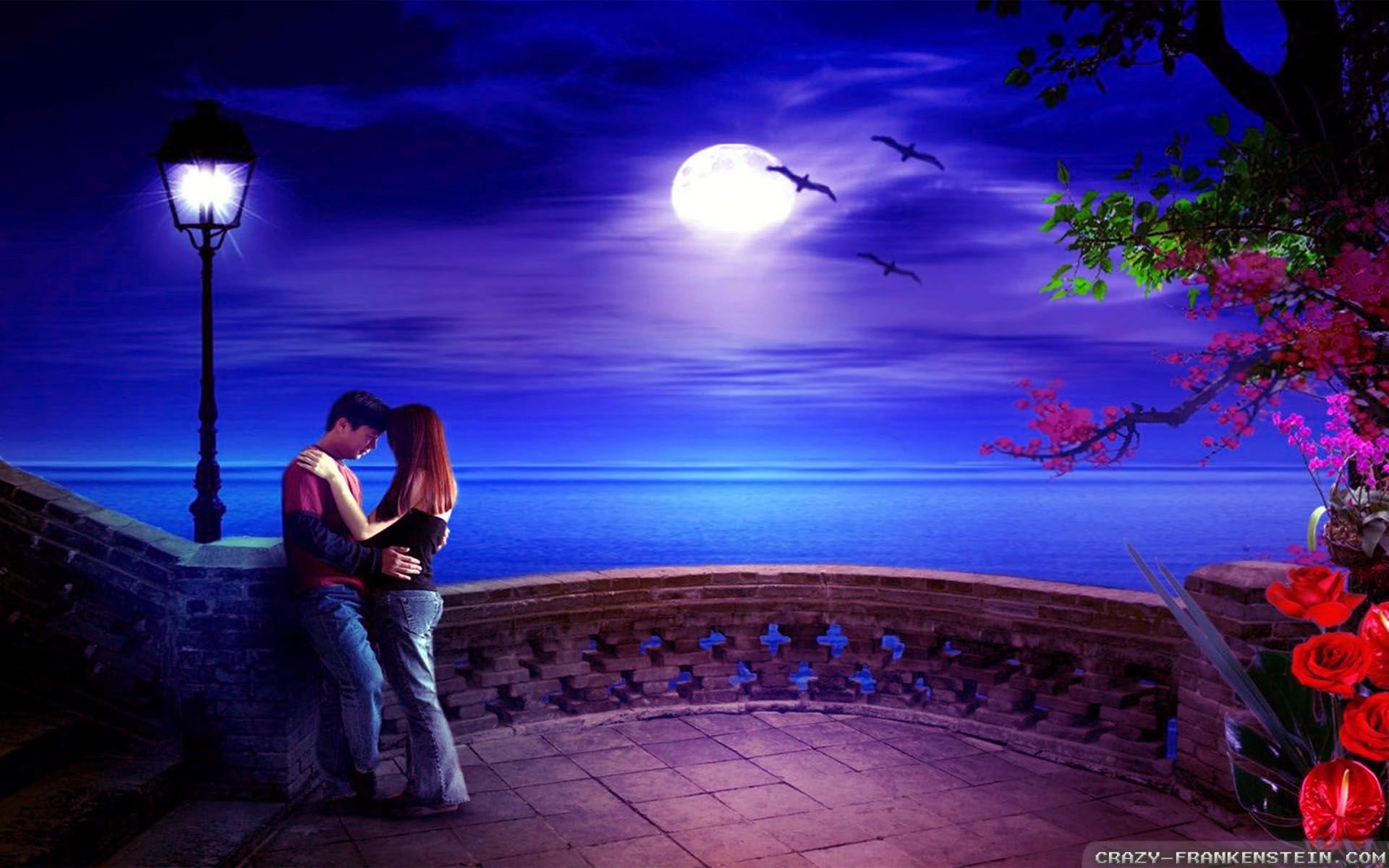 Красивая романтическая открытка. Романтичная ночь. Ночь Луна романтика. Прогулка под луной. Свидание под луной.