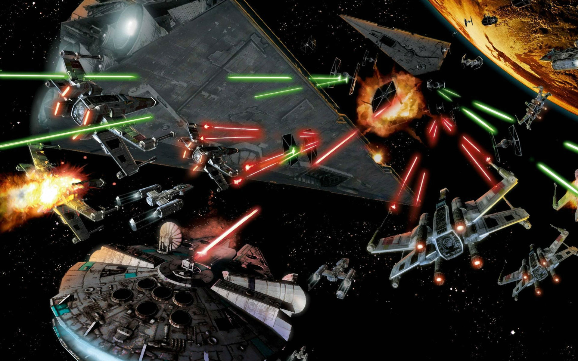 Space Battle Star Wars Millennium Falcon Art wallpaper | 1920x1200 ...