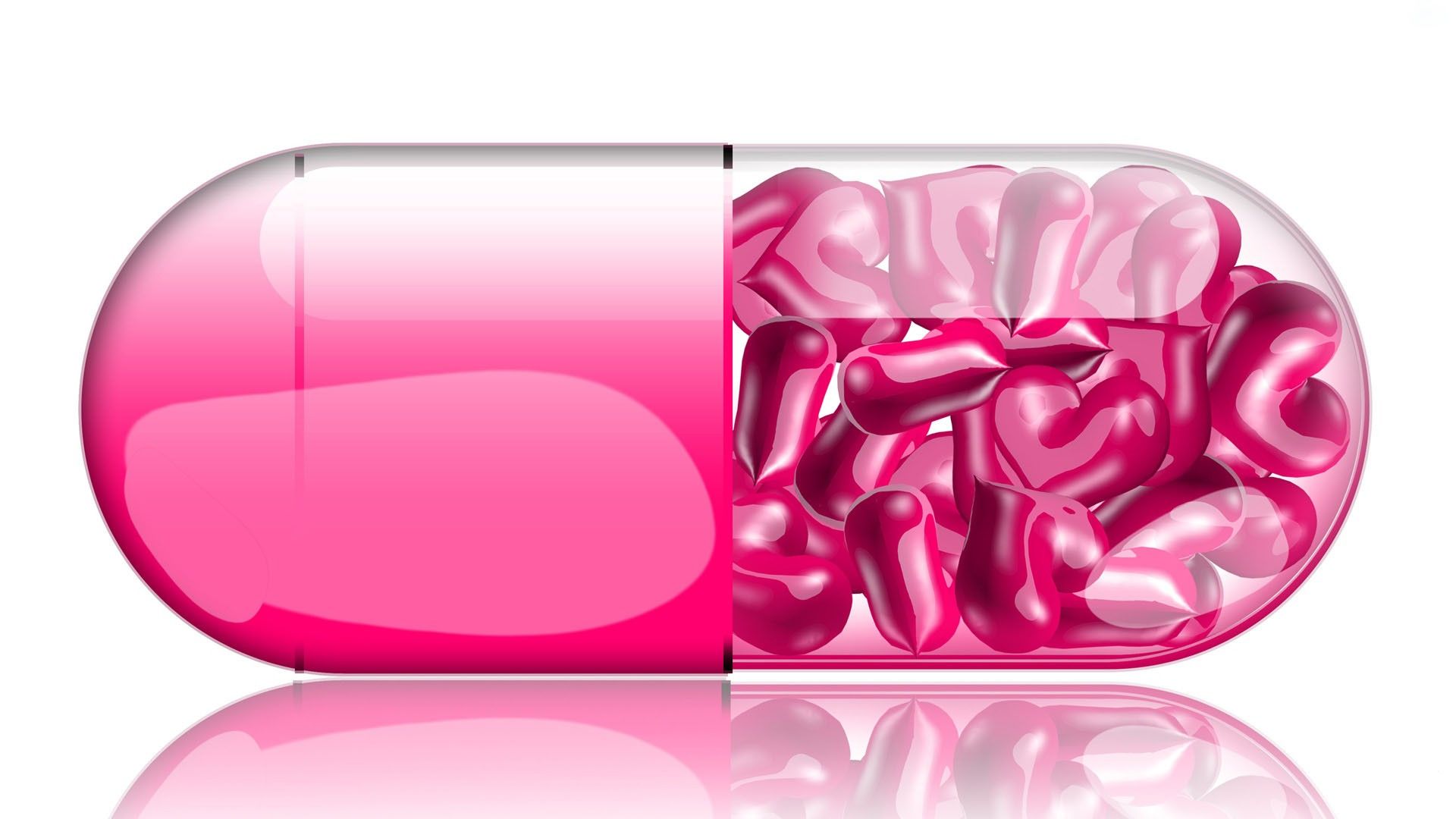 Pink 3 D Heart Capsule Wallpaper Downloads |