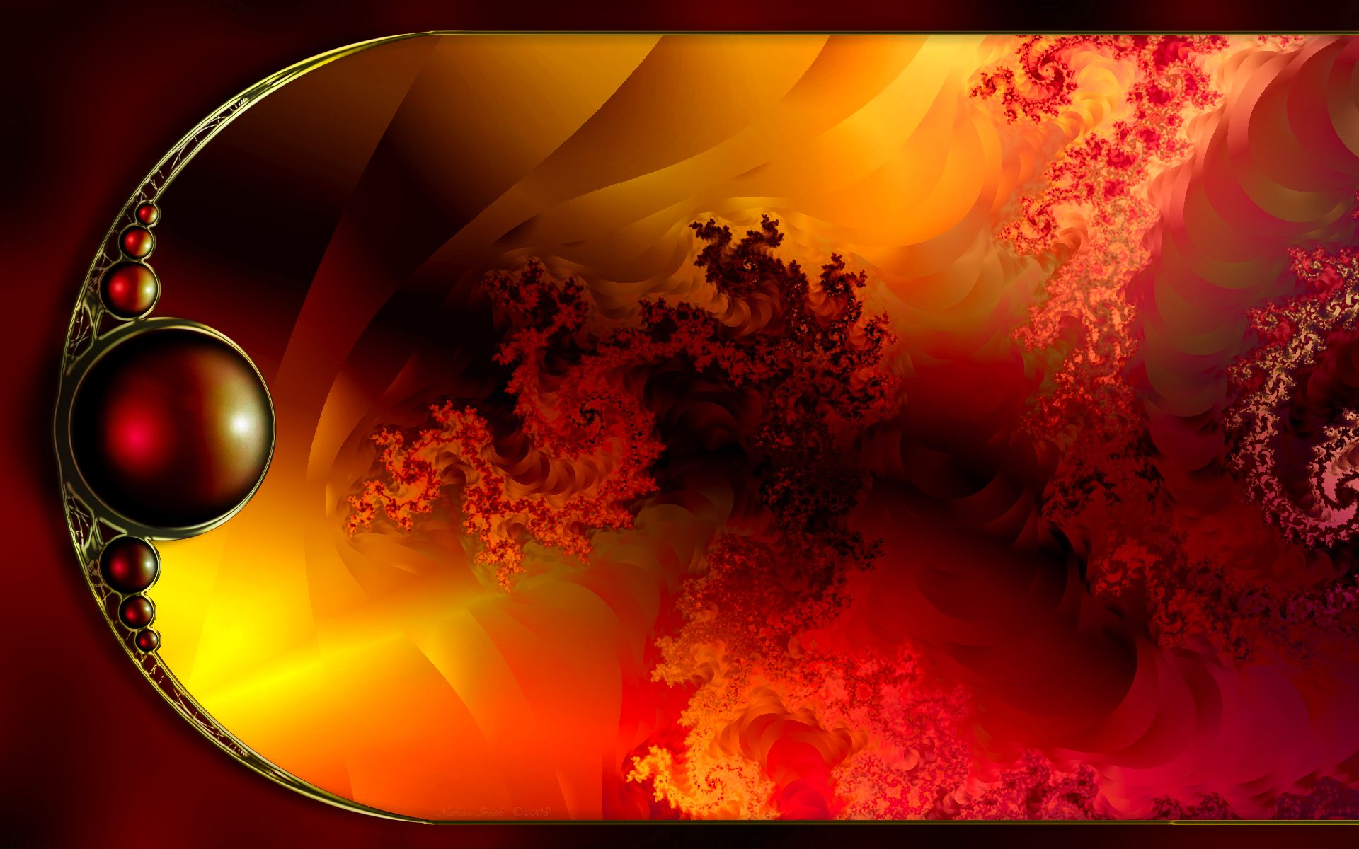 Mystic ii abstract red fire flame Pu