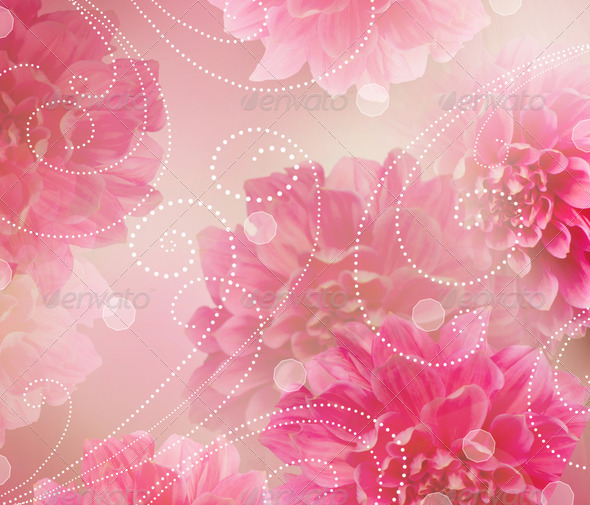 Flowers Abstract Design Art Background. Floral Wallpaper - Stock Photo