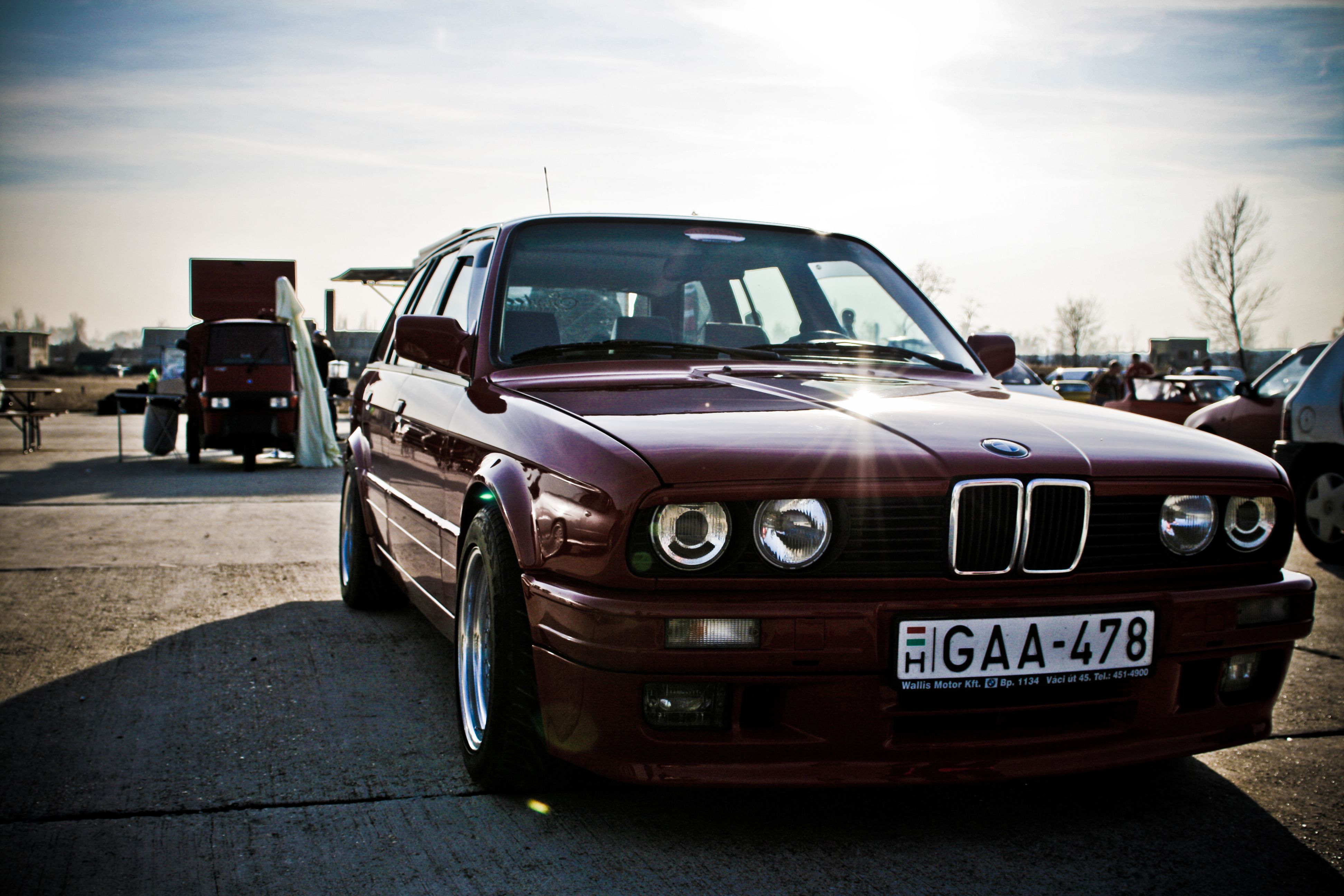 Download wallpaper bmw, e30 m3, touring, old, tuning, dark red ...