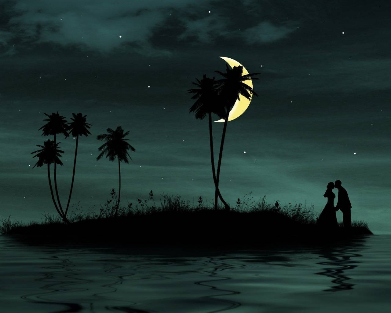 Couple in the dark night - Love Wallpaper