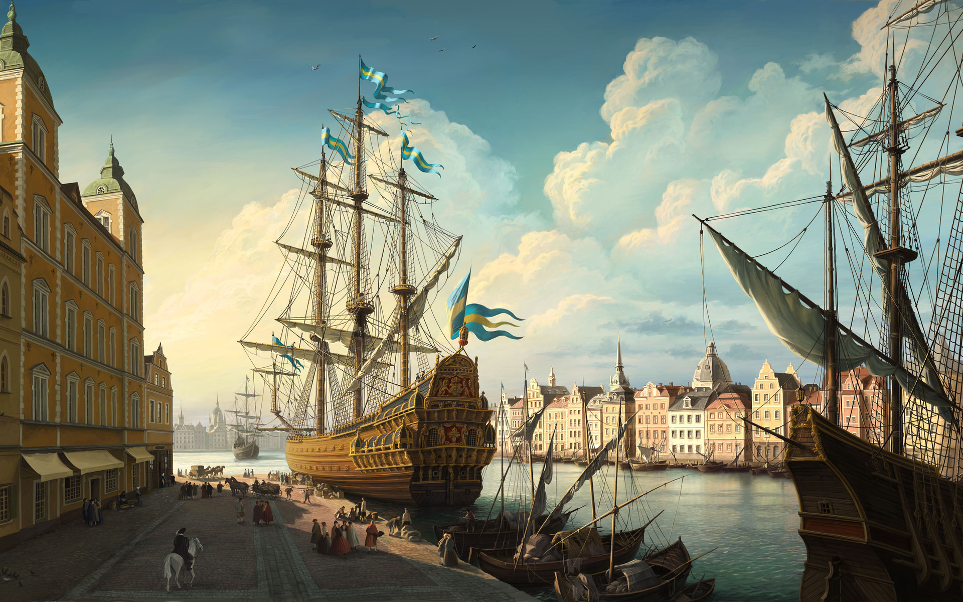 Beautiful Sail Boat Ship Art Painting Wallpaper | HD Wallpapera ...