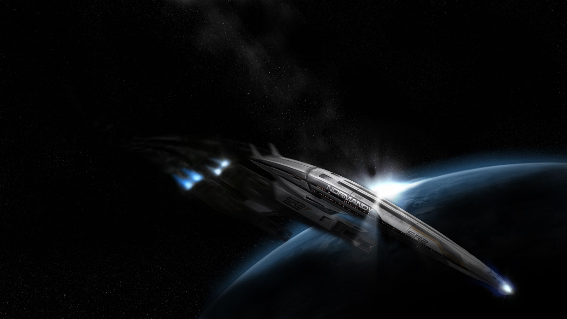 Download Wallpaper 1920x1080 Mass effect 3, Normandy, Earth, Space ...
