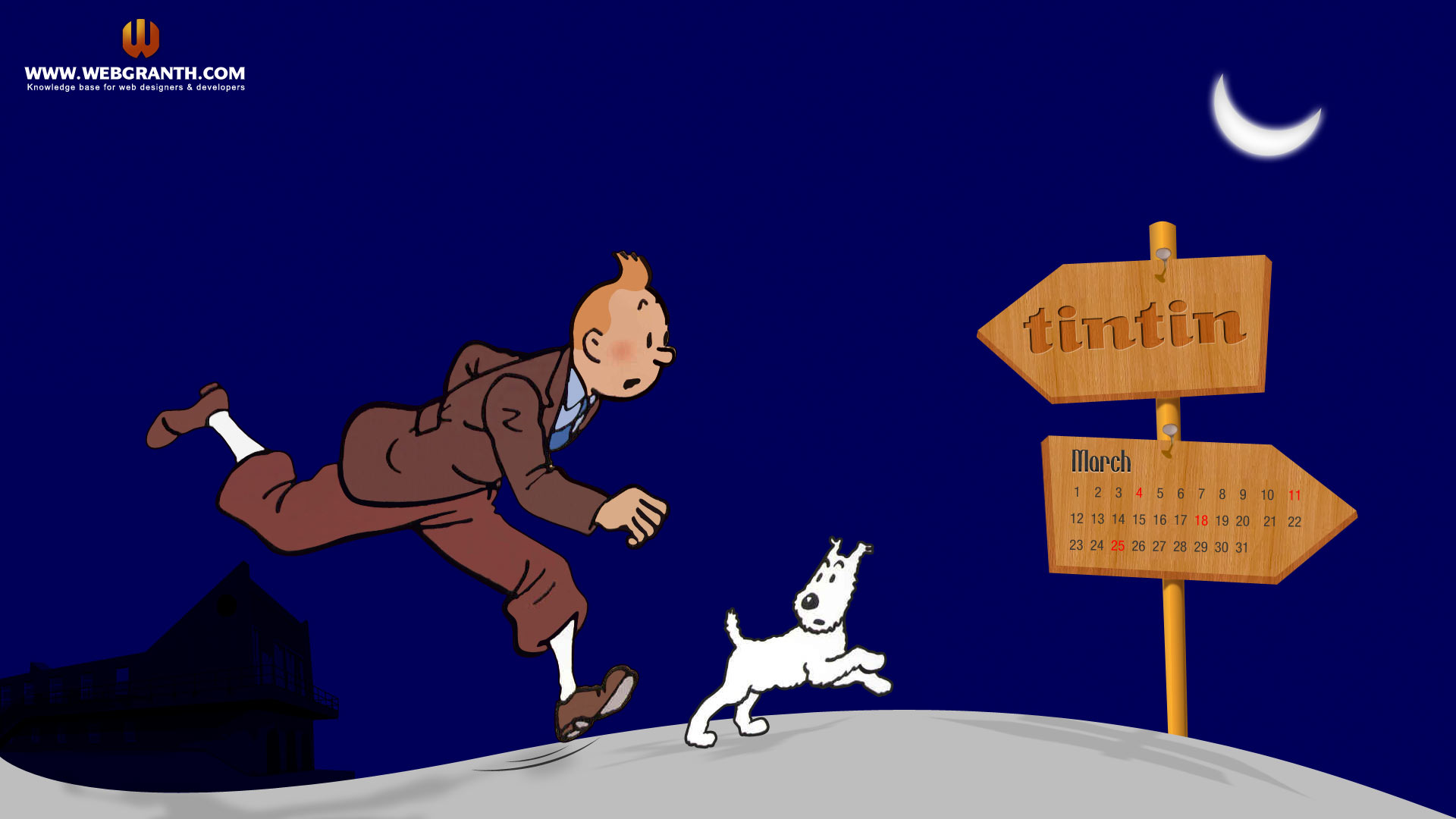 Tintin cartoon march wallpaper calender 2012 View HD Image of