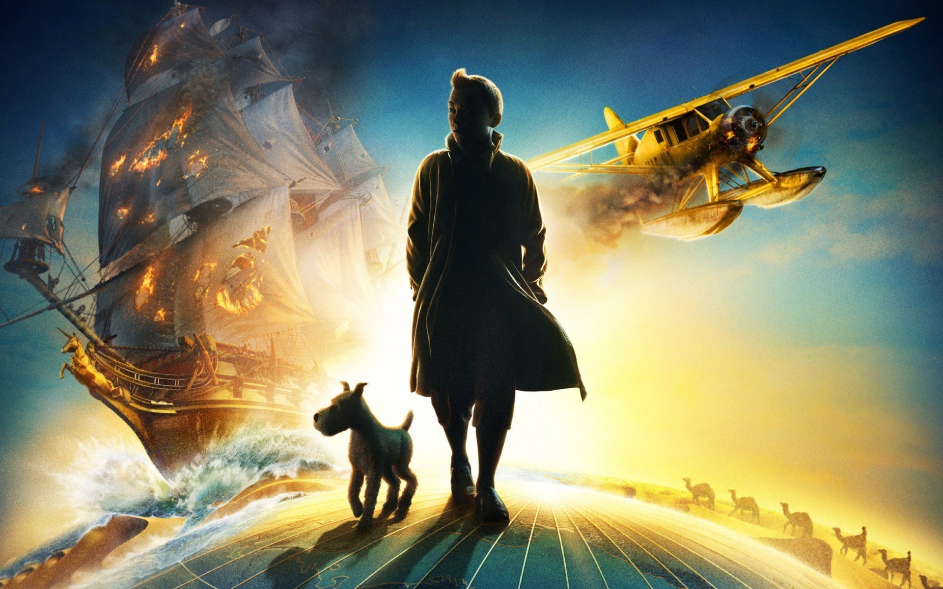 The adventures of tintin aircraft movies ships snow wallpaper