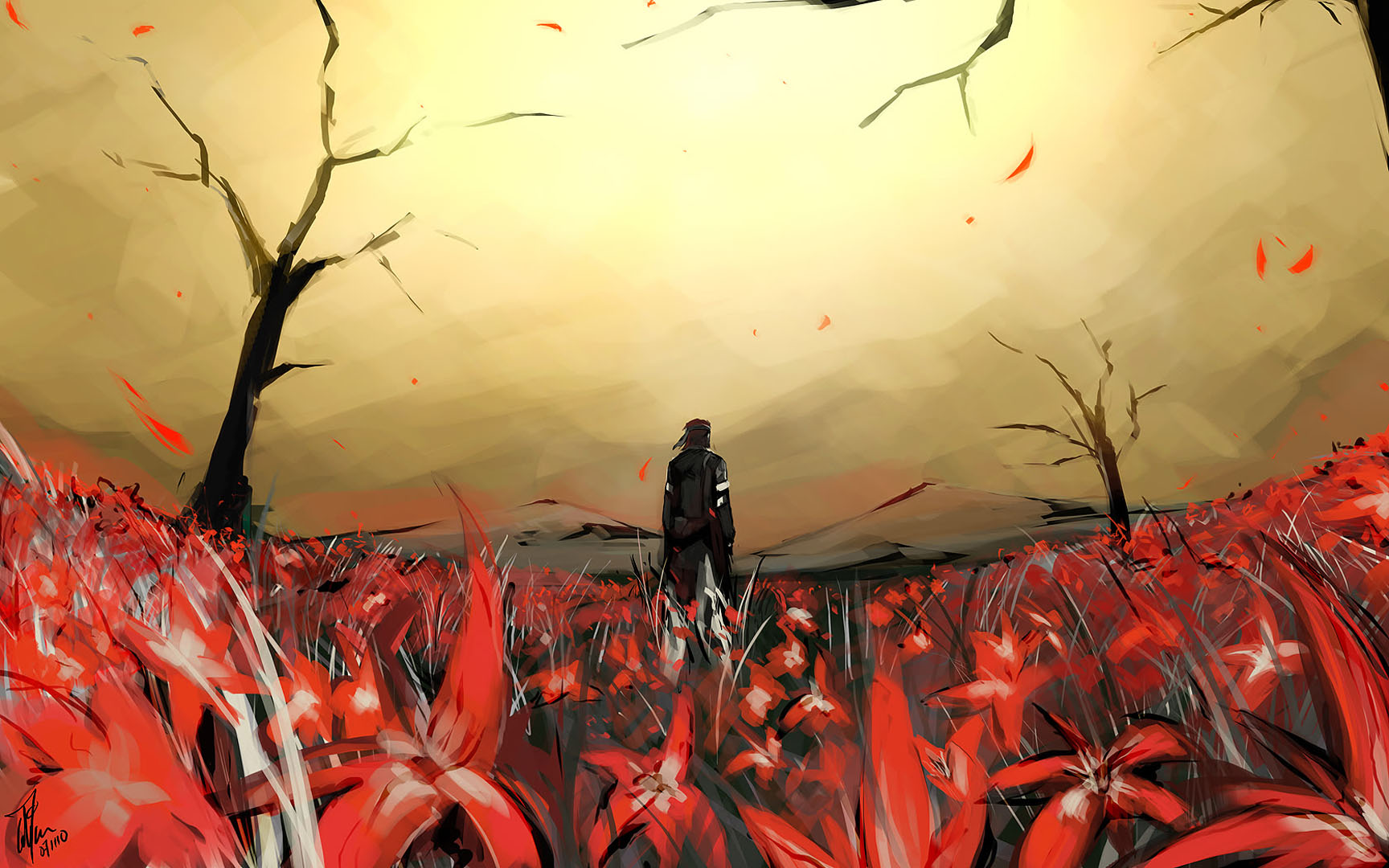 Surrounded By Red Flowers - Action Rpg Games Wallpaper Image