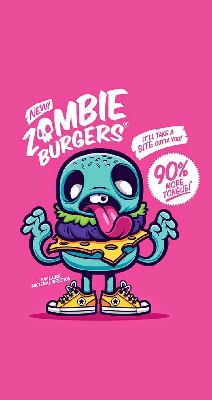 Cute & Funny Pop Art cartoon wallpaper for iPhones! zombie burgers ...